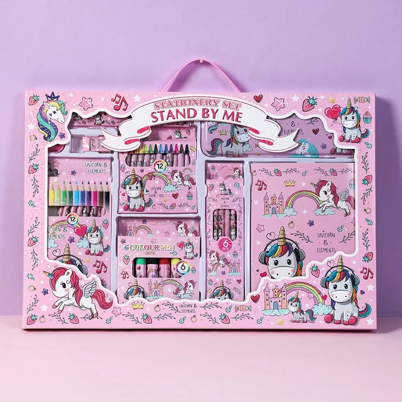 Hot Cartoon Unicorn Kids Gifts Boys and Girls Back to School Stationery Set