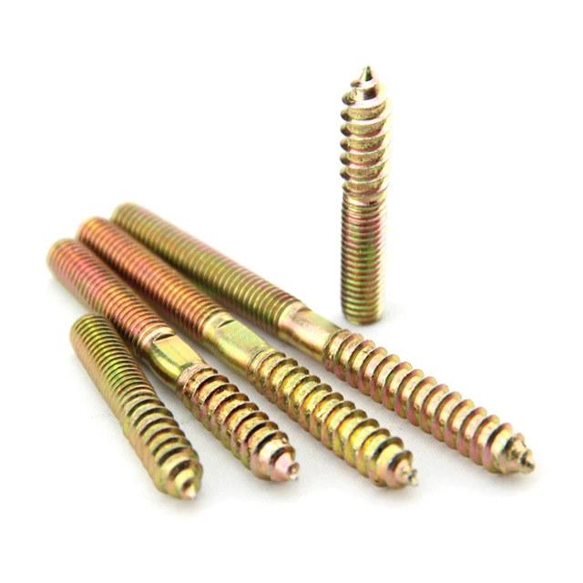 Double head threaded hanger bolt dowel screw carbon steel dual wood thread screw