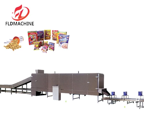 High Productivity Automatic Extruder Production Line for Breakfast Cereals & Corn Flakes Snack Food for Manufacturing Plants