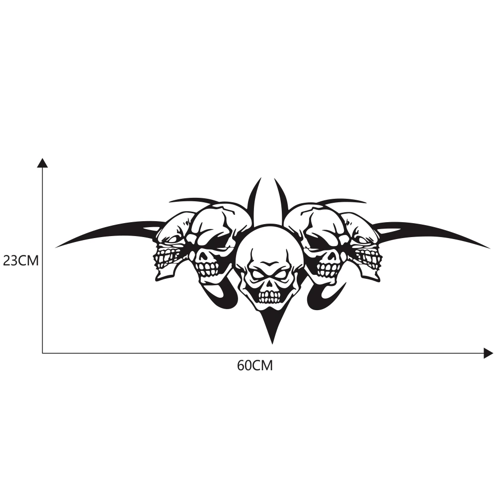 Big Size 60x20cm 3D Skulls Car Hood Size Door Stickers Decal Personality Waterproof For Decoration Auto Car Accessories Styling