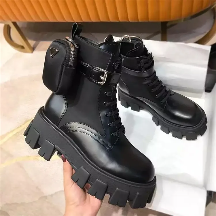 Drop Shipping Boots With Pocket Kitten Heels Ladies Boots Ankle Leather Combat Boots Woman