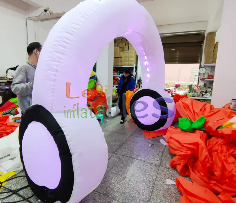 3m led headphones arch inflatable model for store promotion outdoor decoration arch inflatable headphones model with light