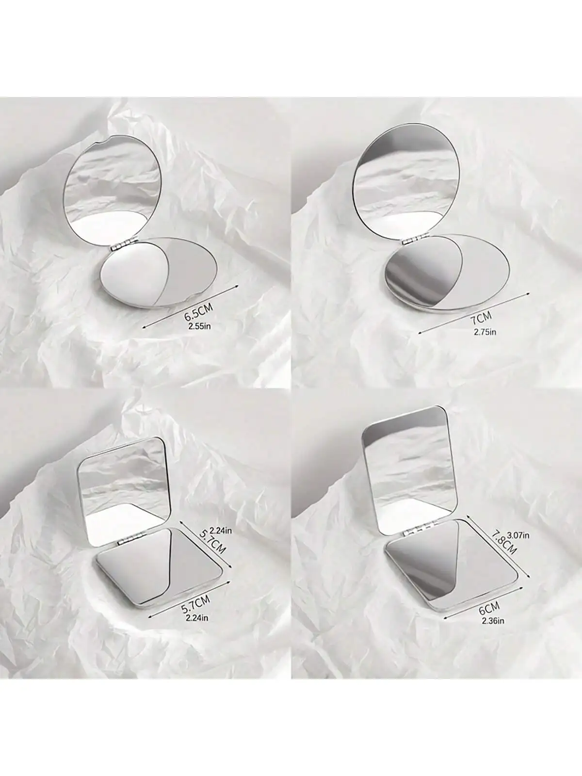 SENKA Customized Logo Stainless Steel Pocket Pocket Makeup Mirror Square Round Shape Folding Double-Sided Makeup Mirror Travel M