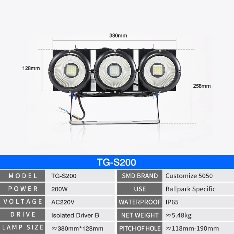 200W Super Brightness Outdoor Sport Field Lamp Basketball Court Soccer Stadium Floodlight Led Light for Football