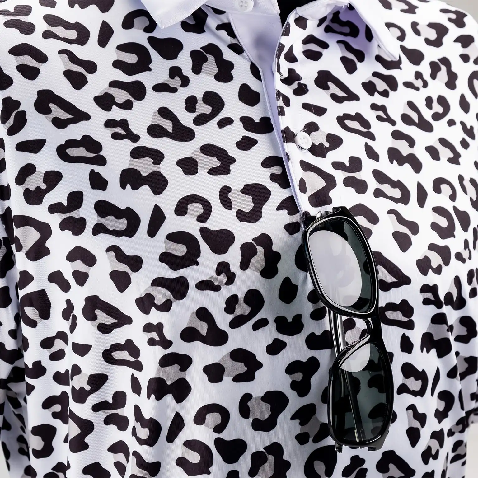 Made High Quality Men Athletic Gray V-neck Muscular Sport Leopard Golf Polo T Shirts Custom