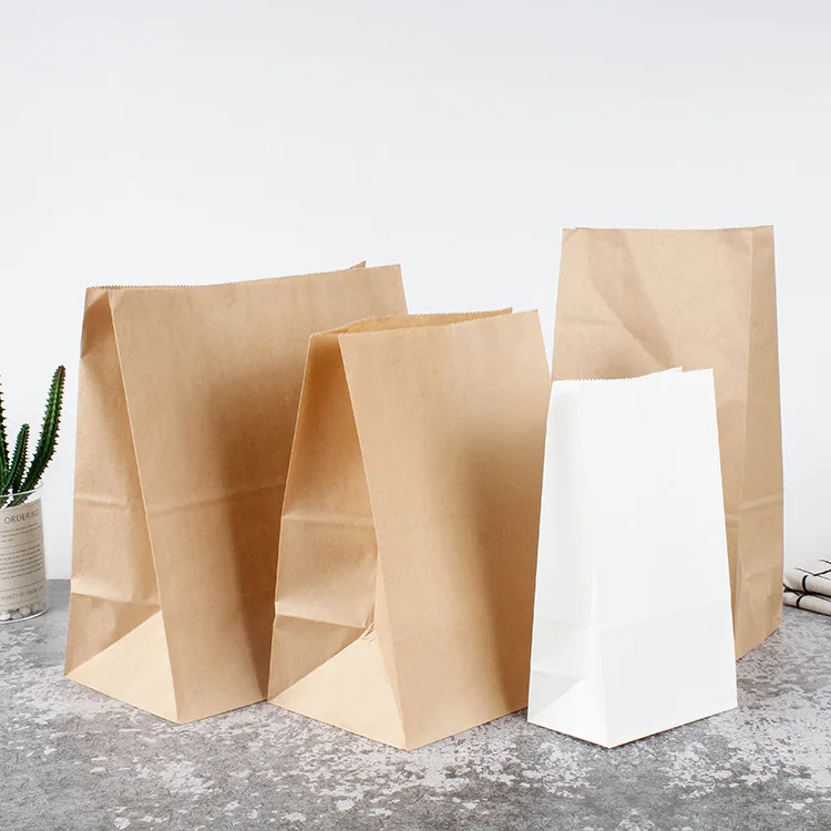 Greaseproof Custom Fast Food Packaging Fried Chicken Paper Bag Kraft Paper Sandwich Packaging Standard Offset Printing Spout Top