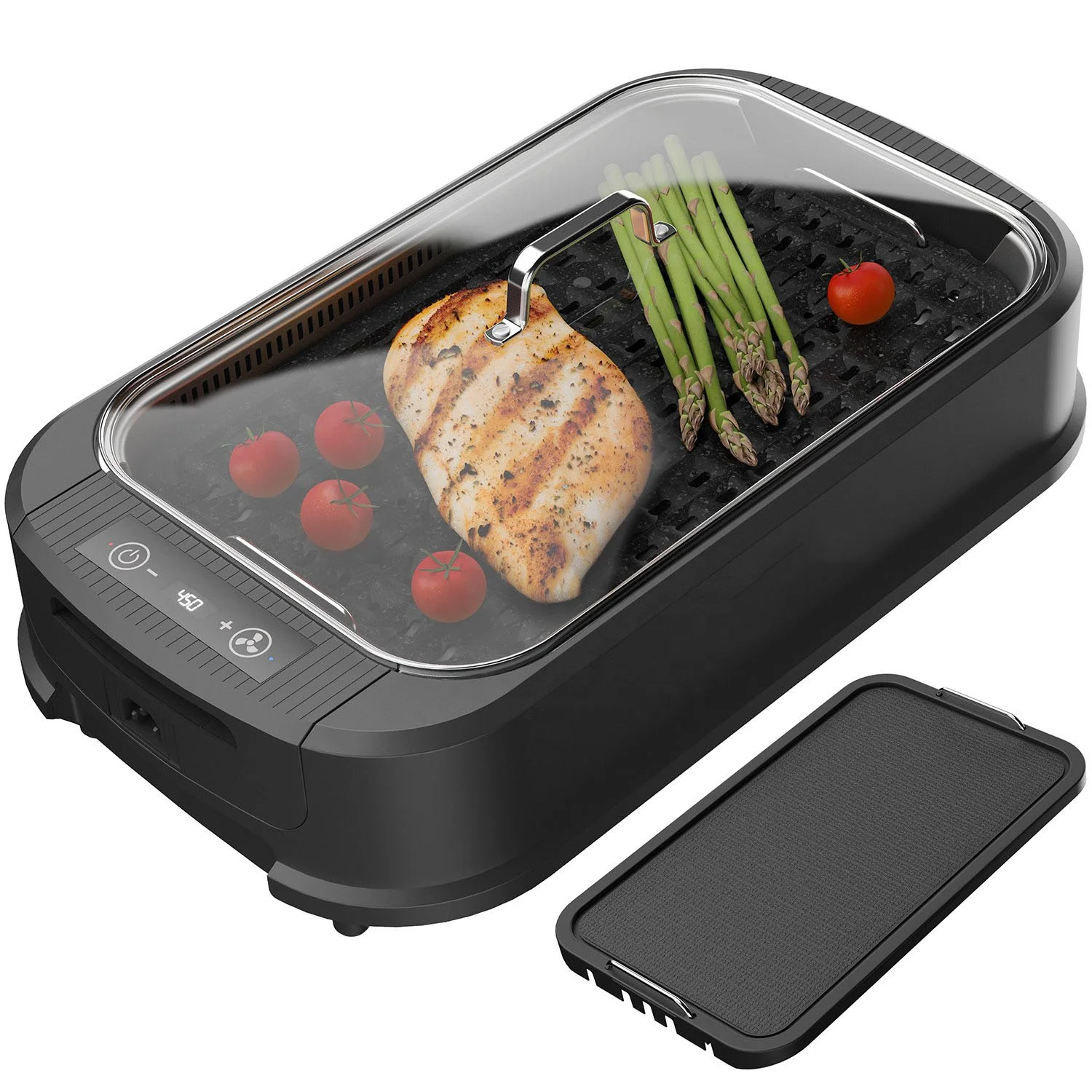 Electric Smokeless Indoor Grill Pan round Temperature Controlled Aluminium Grill for Household Use with US Plug