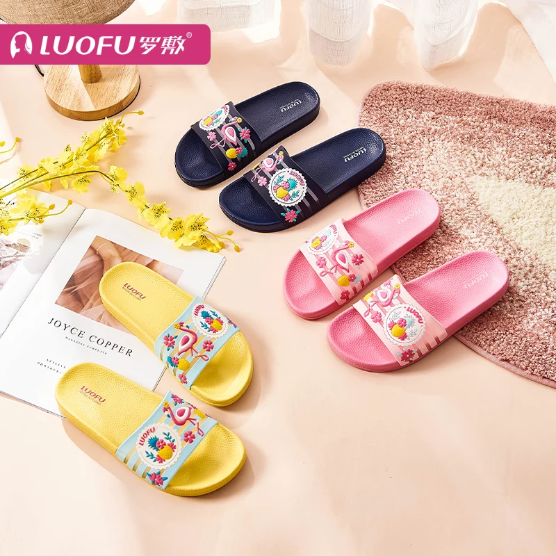 LUOFU   eva  flamingo sticker upper women slip-on shoes slipper