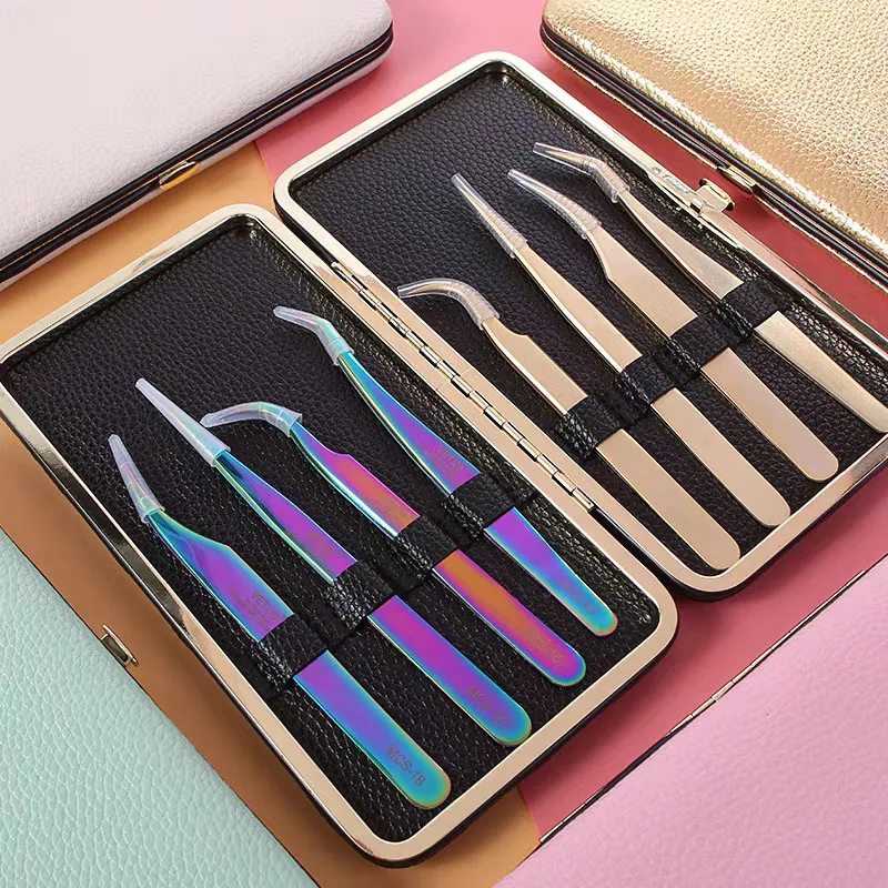 Hot sale eyelash tweezers case private label tweezer case higa quality metal PU storage cases
