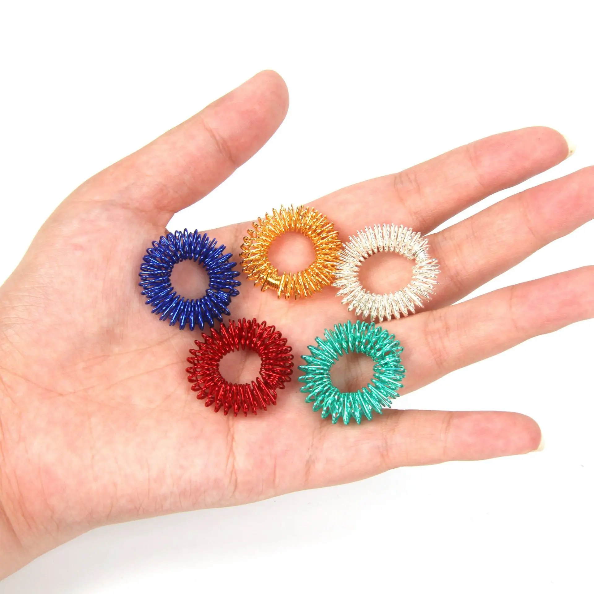New Stress Relief Finger Autism Anti Acupressure Ring Spiky Adult Sensory Spinner Fidget Rings for Anxiety Finger Massager Toy