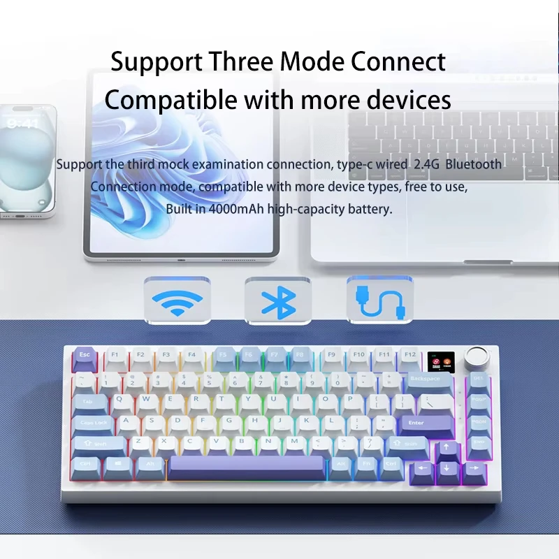 75% RGB Hot swap computer accessories wireless BT 2 teclado mecanico pc gamer gaming mechanical keyboard