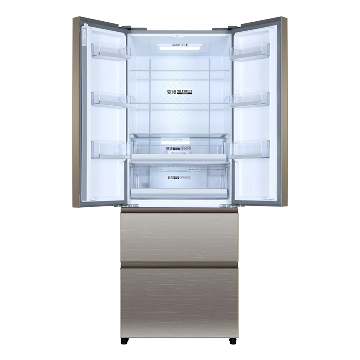 Low price high quality home fridge side by side French door refrigerator with 2 drawers