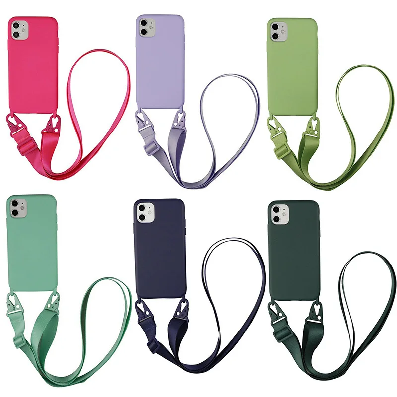 Universal Long Mobile Phone Strap Lanyard Holder With Patch Detachable Adjustable Rope Custom Color Crossbody Phone Necklace