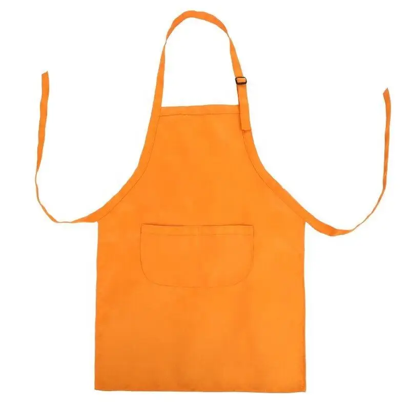 Hot Selling Logo Custom Printing Kids Polyester Apron And Chef Hat Set With 2 Pockets Kitchen Bib Aprons for Cooking Play Game