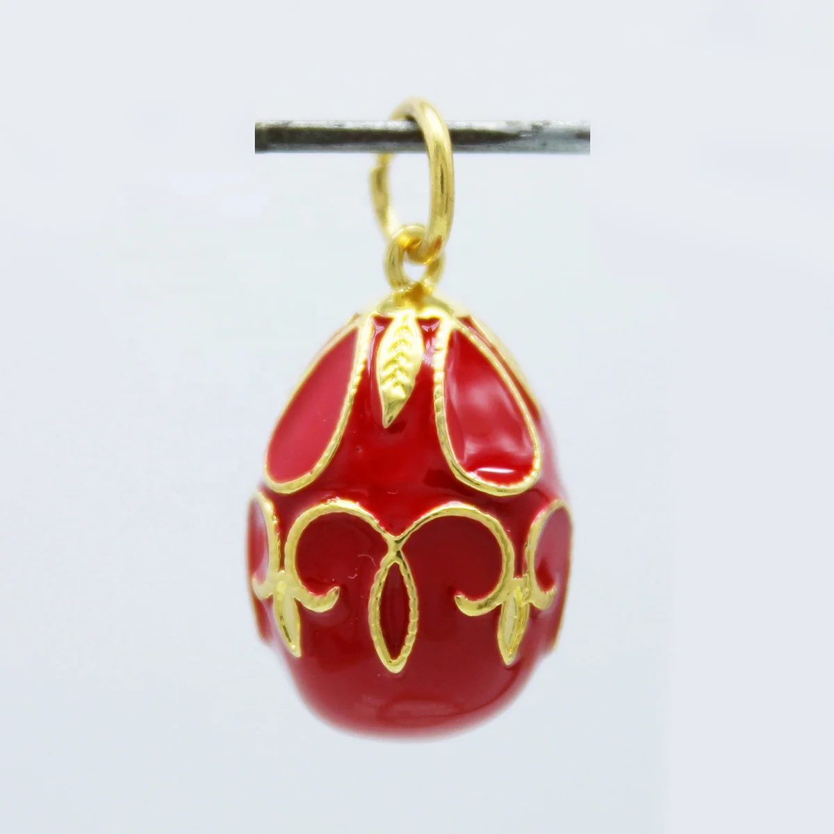 Women girls fashion jewelry Happy Easter Day Russian style hand enamel red Faberge egg Necklace pendant