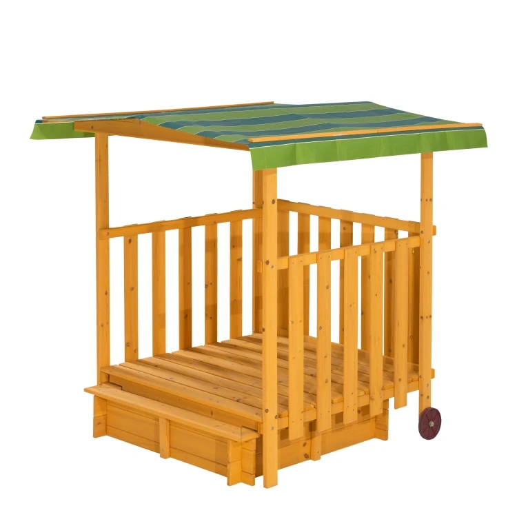 Factory Direct Good Quality Outdoor Decoration Sandpit Play Outdoor Toys Playground Wooden Sandbox with Canopy Roof for Kids