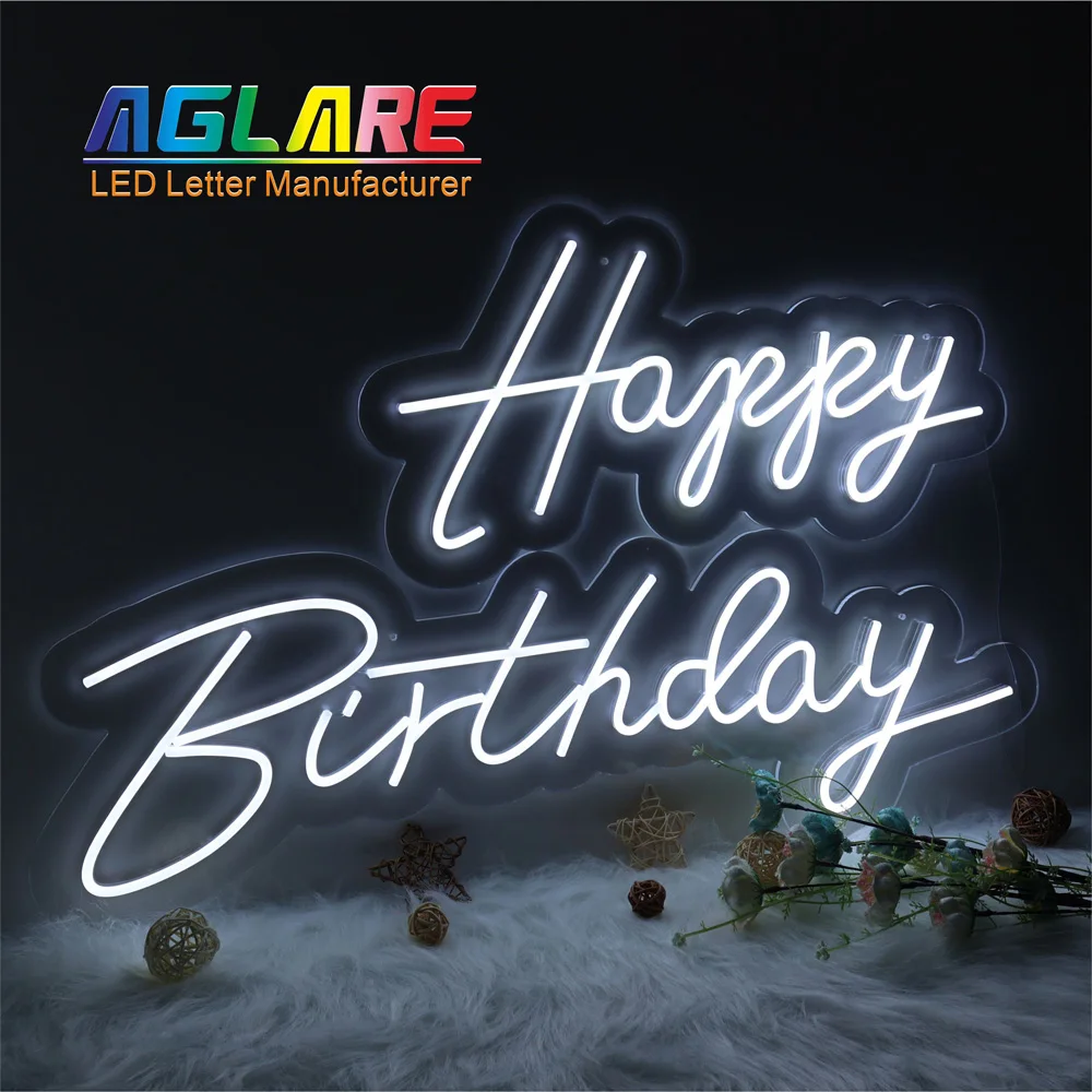 Dropshipping Neon Lights Wedding Home Festival Beer Bar Wall Decor Happy Birthday Customized LED Anime Neon Sign Logo