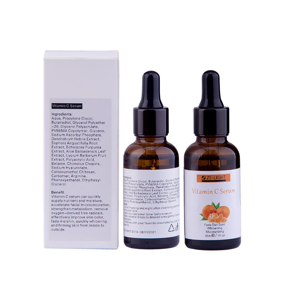 Private Label Free Sample Anti Aging Wrinkle Remove Dark Spots Briten Lighten Regenerating Whitening Vitamin C Face Serum