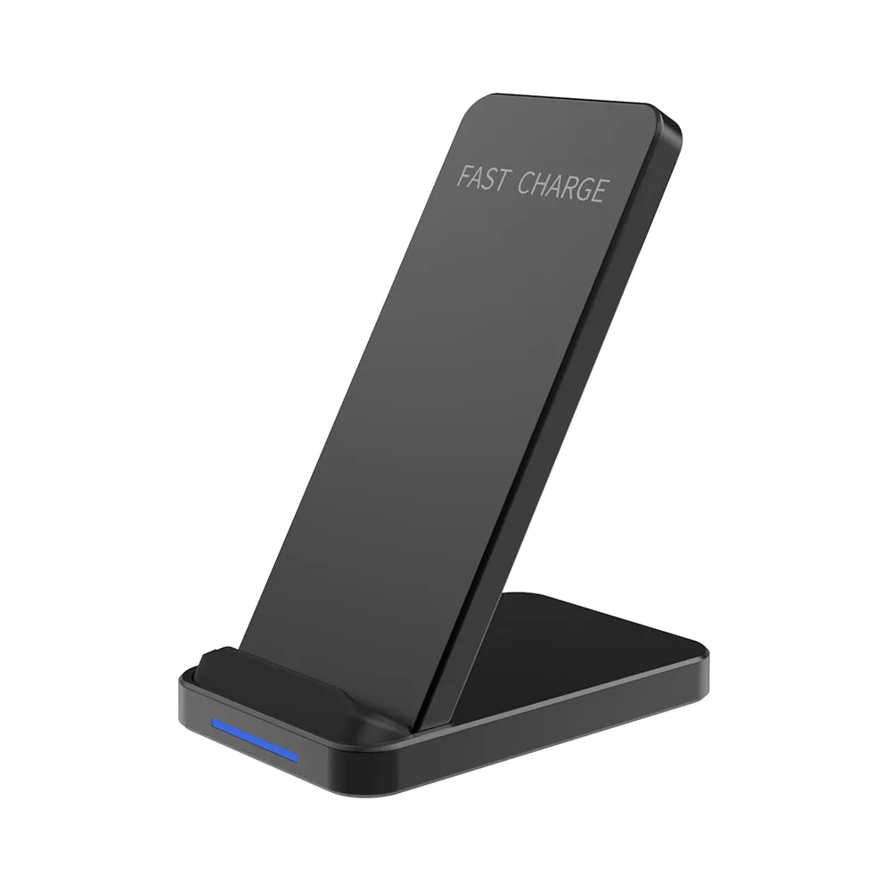 
Hot Selling on Amazon Qi Double Coil 10W Fast Wireless Phone Charger Stand with Led Light 