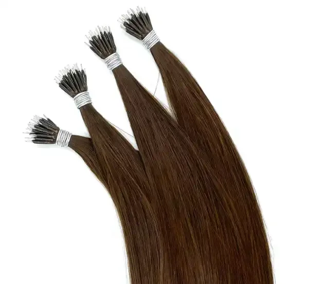 High quality human hair Russian double drawn nano ring hair wholesale extension in stock straight nano ring hair extensions