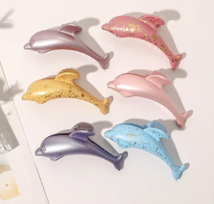 New Dolphin Shape Hair Clips Fashion Bright Plastic Hair Claw Clips Korean Hair Accessories For Girls