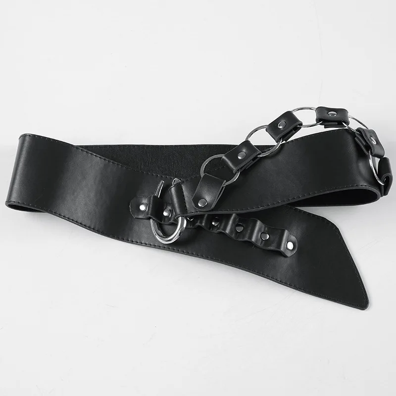 Street personalized leather fashion accessory Retro metal chain sweet cool Y2K belt for women
