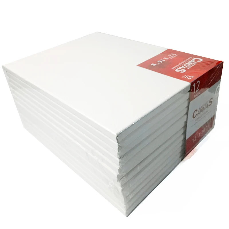 12*16inch 12pcs Packed  Blank Painting Canvas Primed 100% Cotton for Painting Art Media Canvases