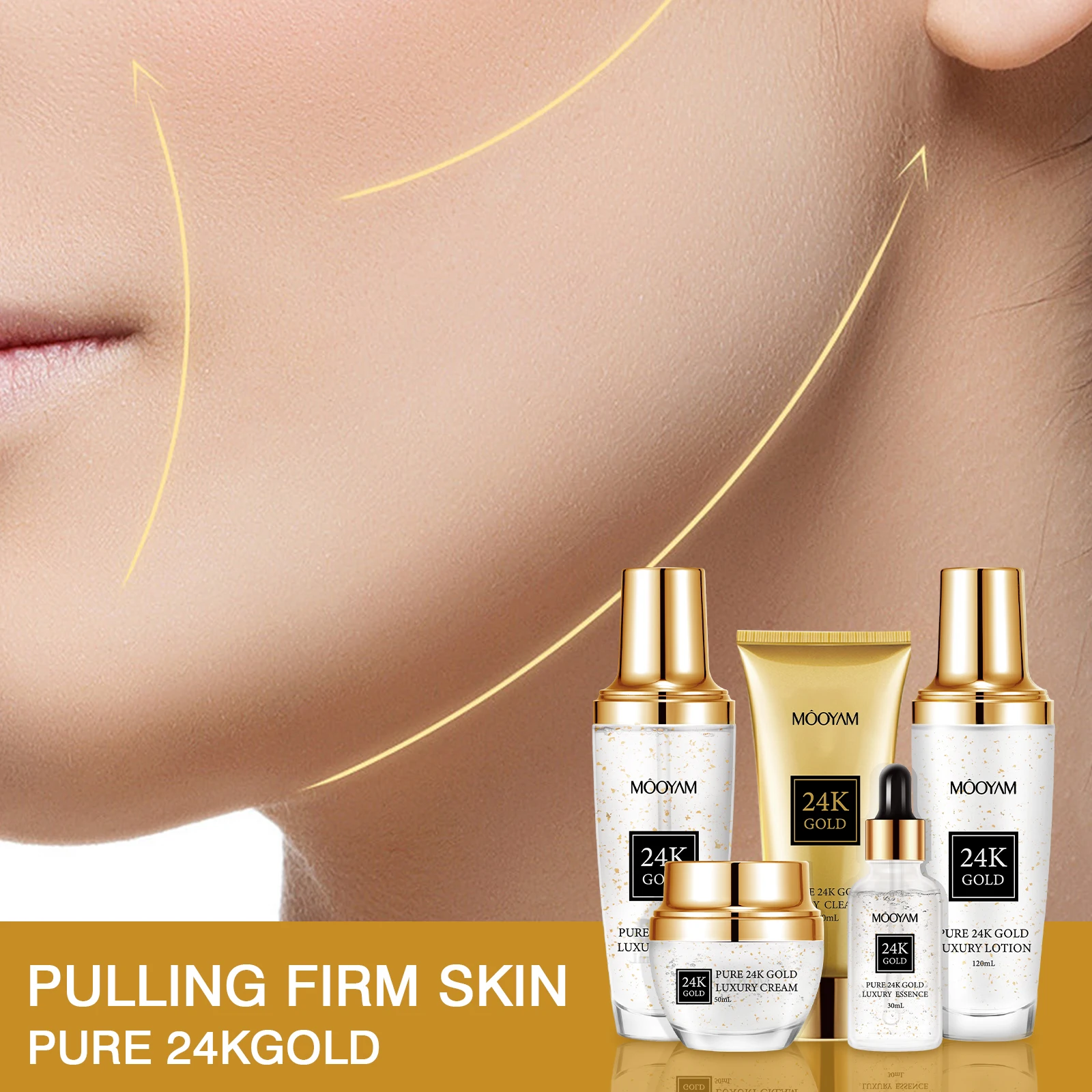 Luxury High Quality Best Glow Fair Face Skincare Routine Rejuvenating Personal Salon Tighten 24K Gold Skin Care Set
