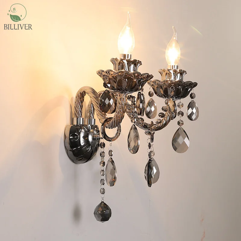 European candle crystal wall lamp living room dining room decoration wall lamp Bedroom hotel corridor aisle wall lamp