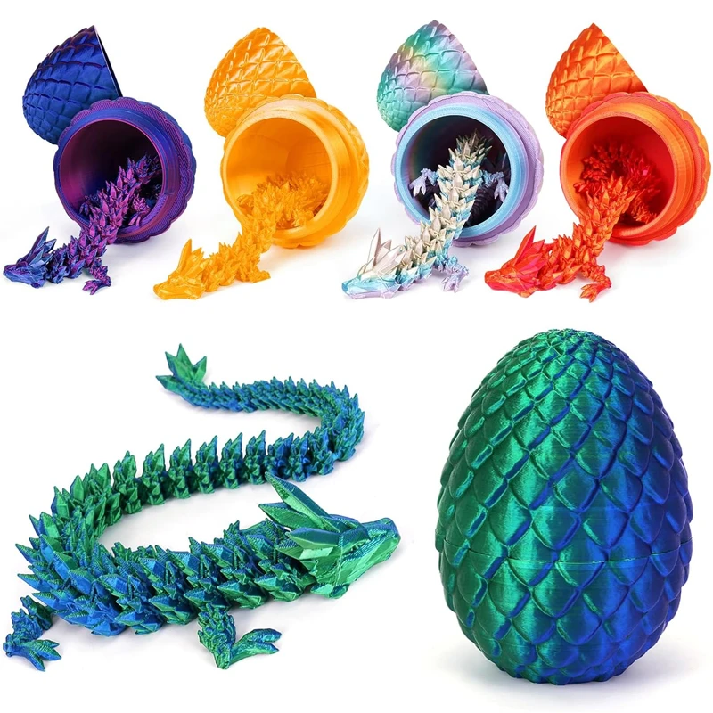 3D Printed Gem Articulated Dragon Rotatable 3D Dragon Toy Mystery Dragon Egg Joints Fidget Surprise Toy For Autism ADHD