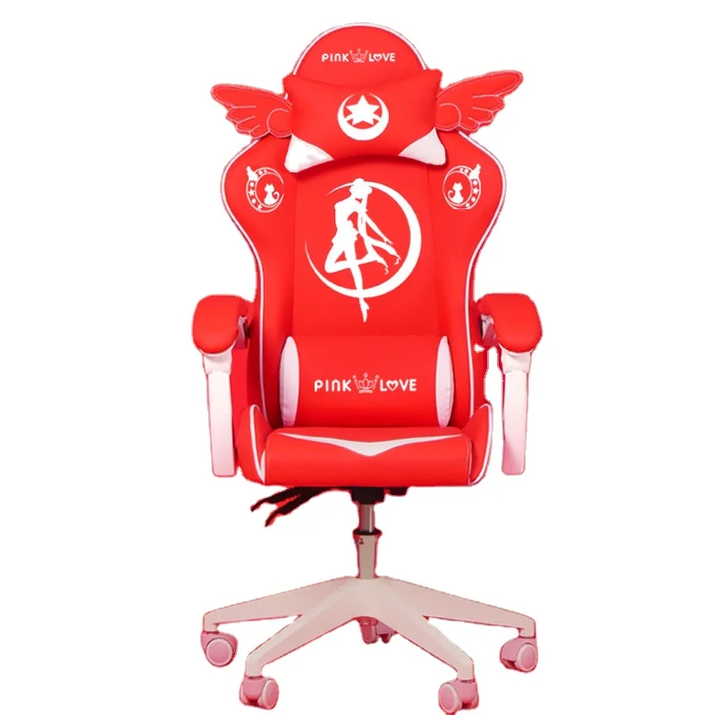 Comfortable lumbar support leather office pink ergonomic gaming recliner computer chair