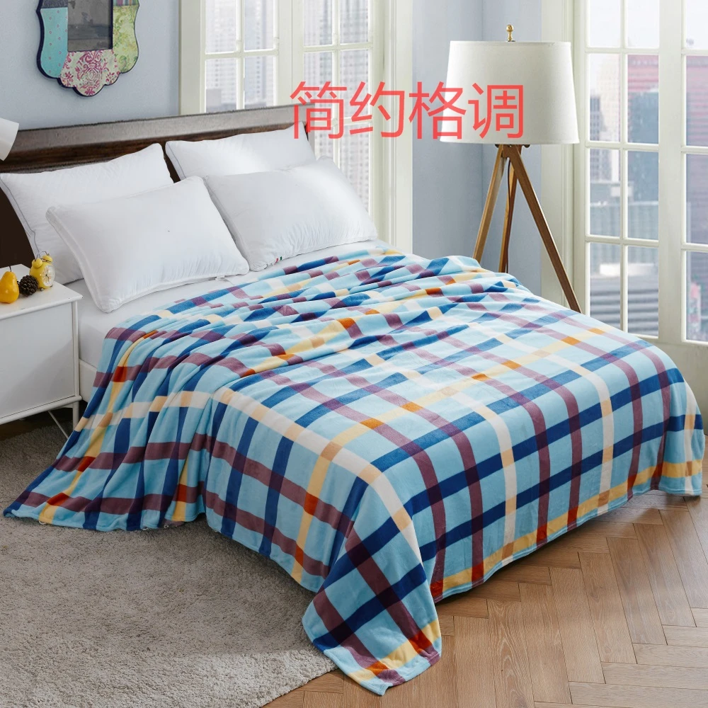 wholesale soft warm coral flannel fleece double size bed blanket print