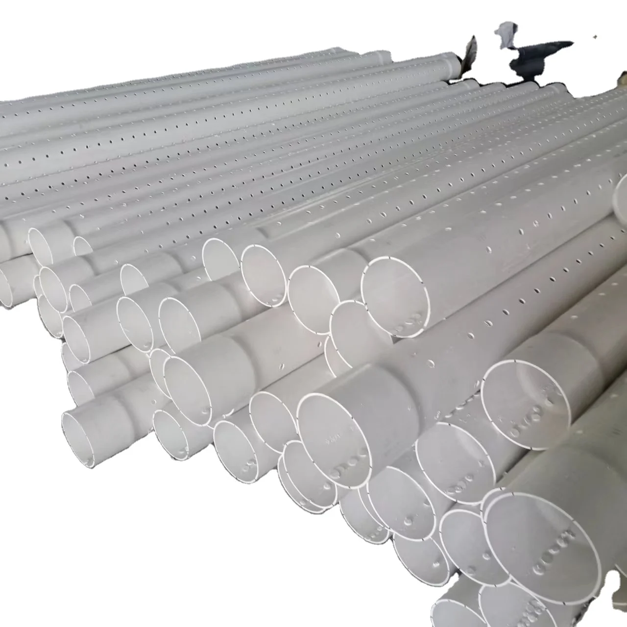 White Grey PVC Perforated Drain Pipe 6-Hole UPVC-Perforated-Pipe with pvc Material for Drainage and Irrigation