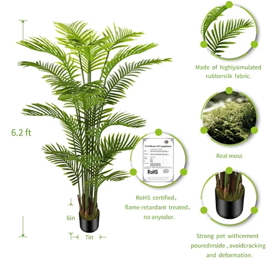 Hot Chinese factory high quality simulation 1.8 meters indoor artificial Hawaii palm plant bonsai artificial plant fake tree