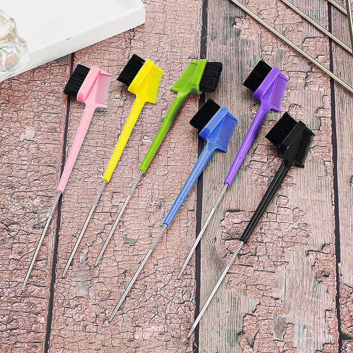 Wholesale Custom Logo Edge Hair Brush Pintail Double Sided Eyebrow Comb 3 in 1 Edge Control Brush