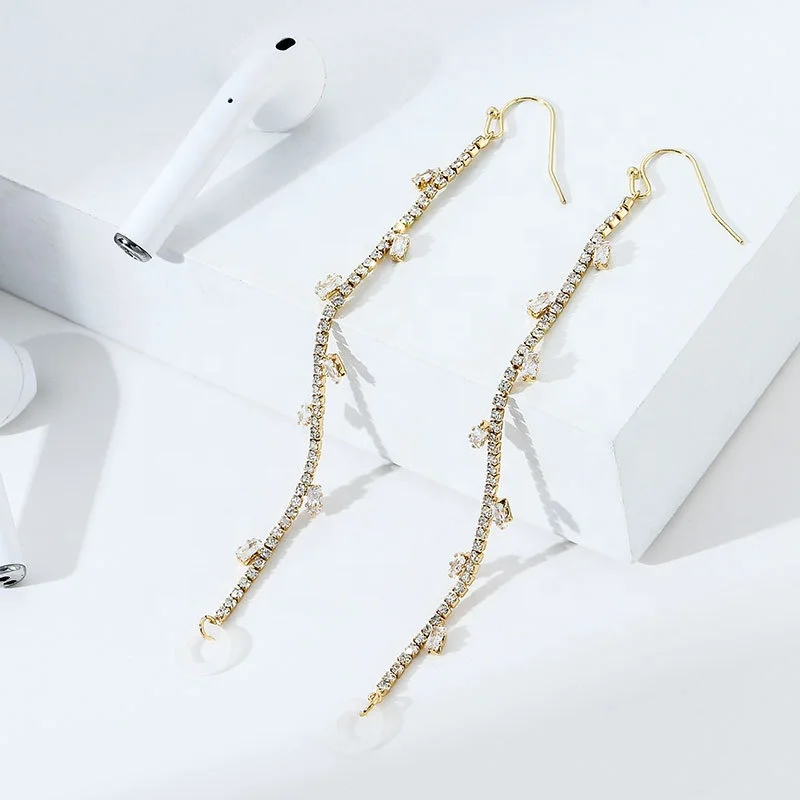 anti losing golden star awn Apple headset Earrings long creative trend Earrings manufacturers direct sales