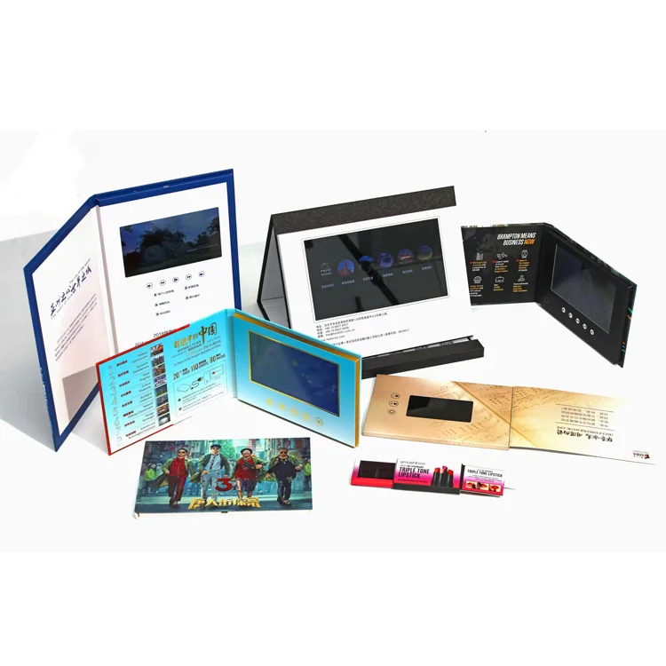New arrival 7 inch LCD display white paper branding gift magnetic control video brochure