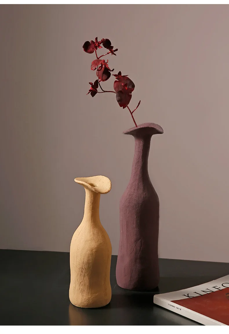 Креативная керамическая ваза ручной работы Morandi натурального цвета wabi-sabi скандинавские художественные украшения