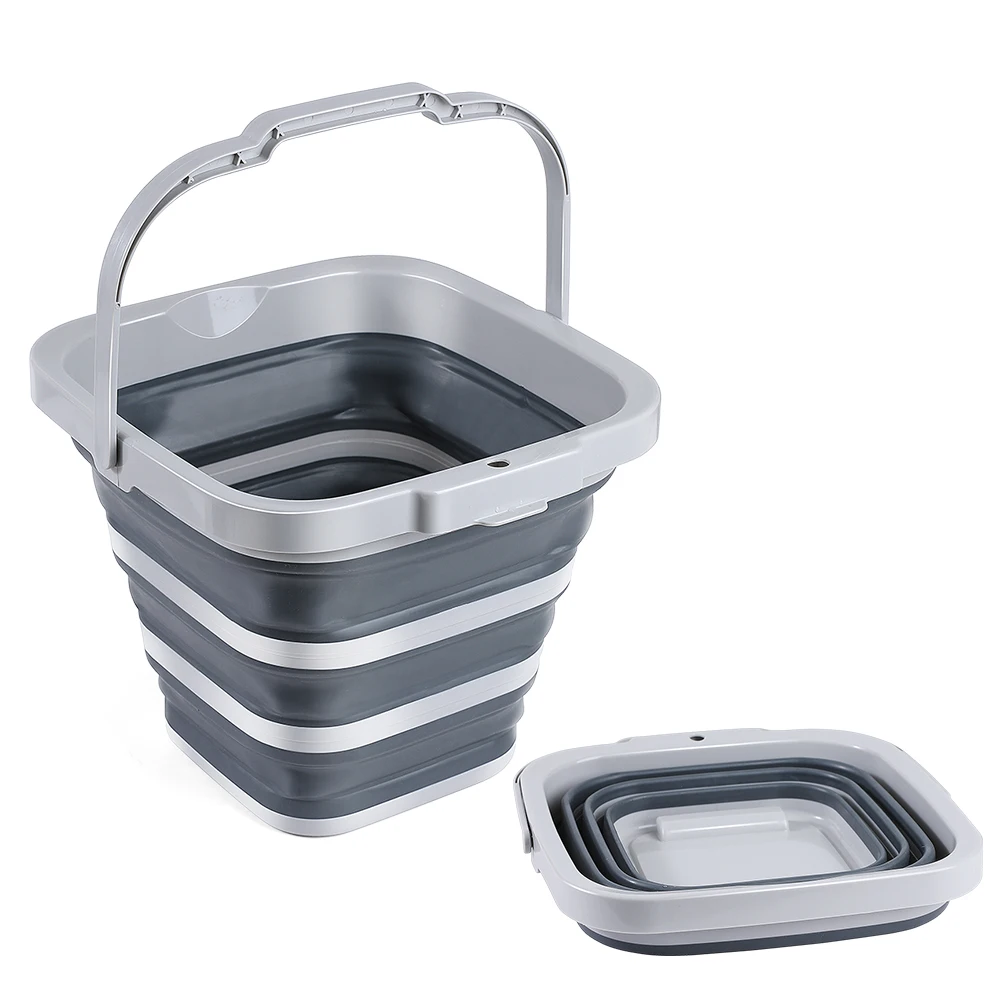 Portable Save Space 10L 15L 20L Silicone Plastic Square Folding Bucket Home Cleaning 20 Litre Cleaning Collapsible Bucket