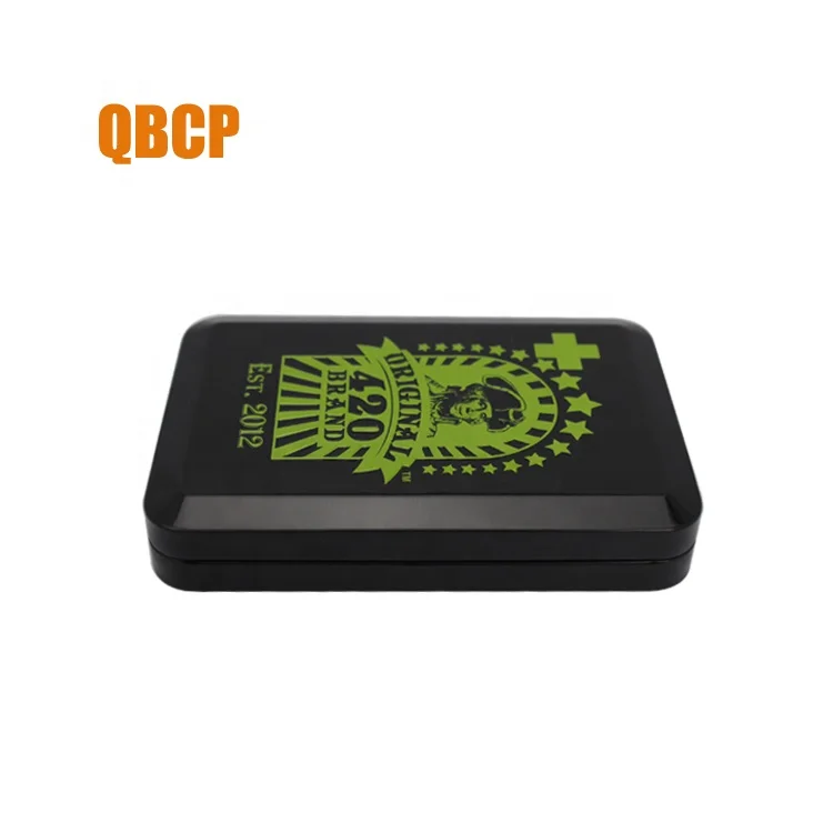 hinged rectangular tobacco tin box with custom logo