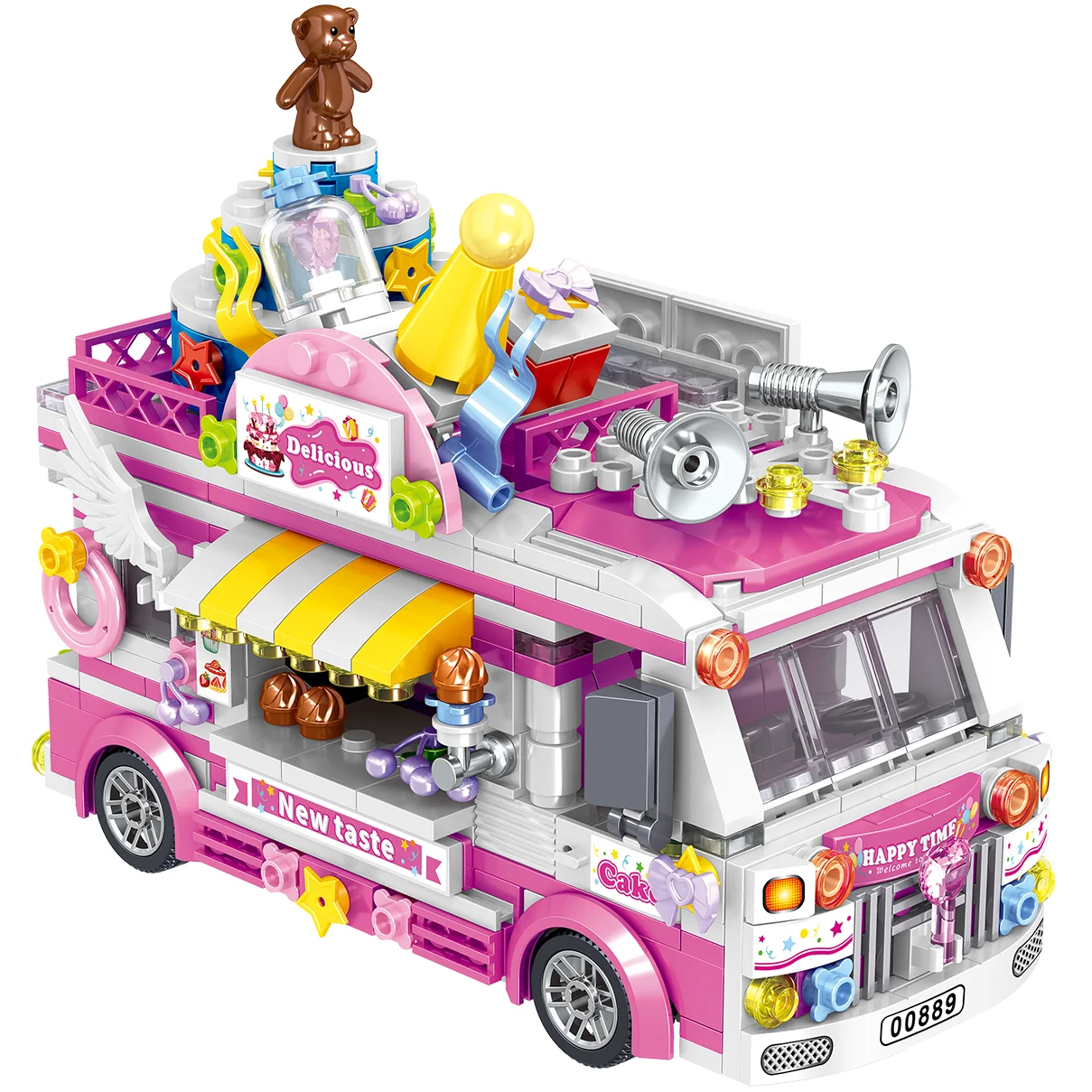 Hot Selling Plastic Juguetes Cake Car Building Bricks Drink Shop Blocks Toys Fruit Truck For Children Gift 00889