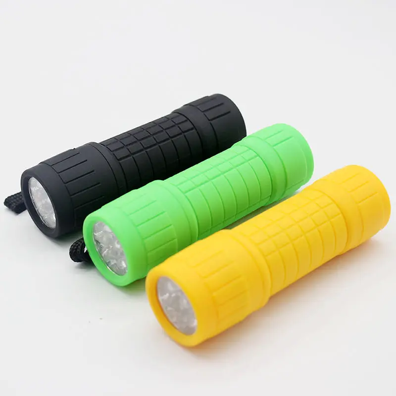 Cheap Rubber 9led Torch Light Mini Flashlight Promotional Flashlights Custom Logo