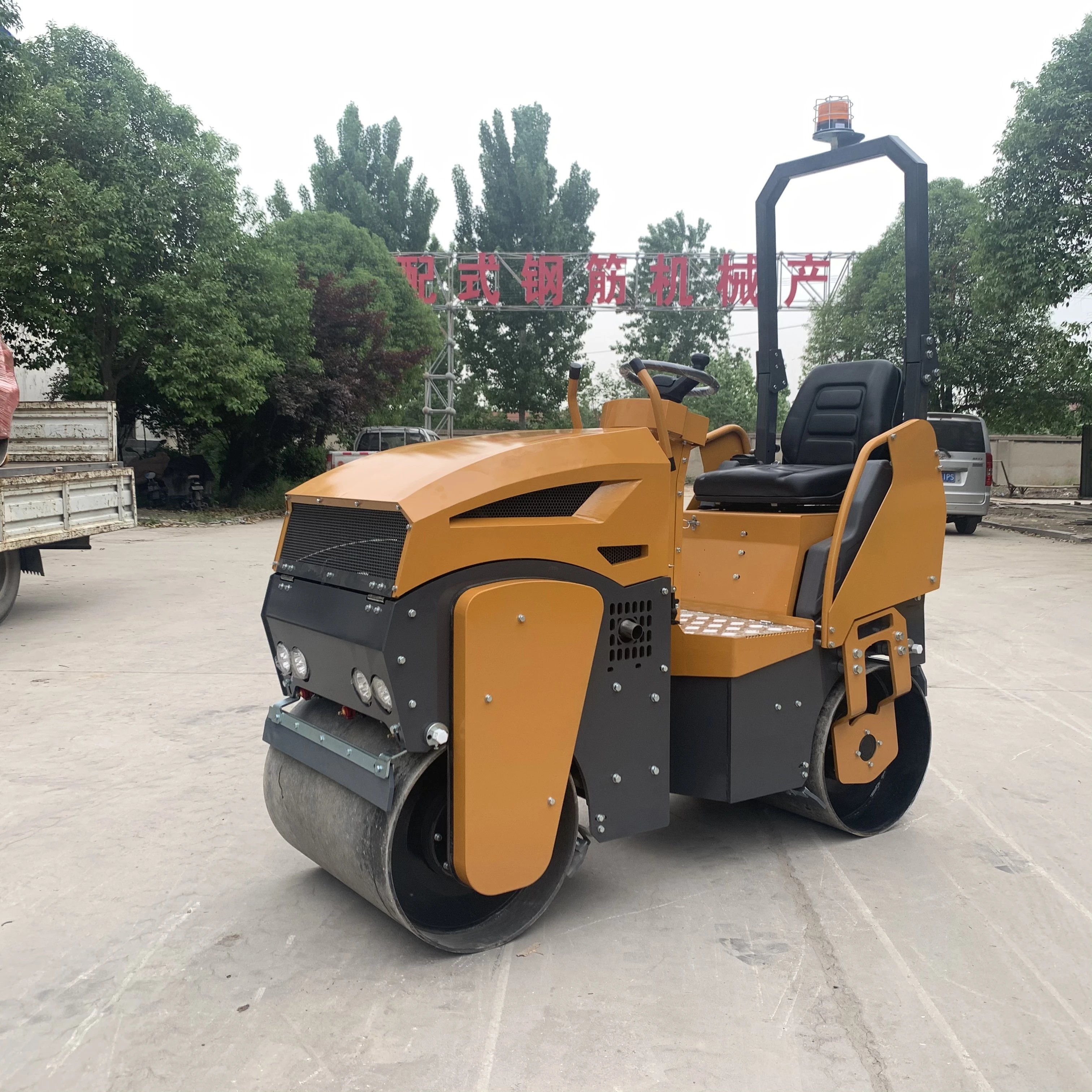 1000kg Double Drum Single Vibratory Road Roller Hydraulic Steering Pump Price Compactor