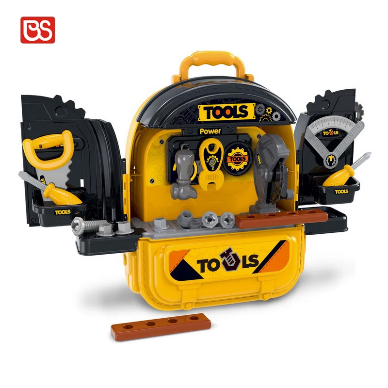 BS 3 In 1 Folding Pretend Play Tool Suitcase Workbench Toy Simulation Tool Table With Backpack