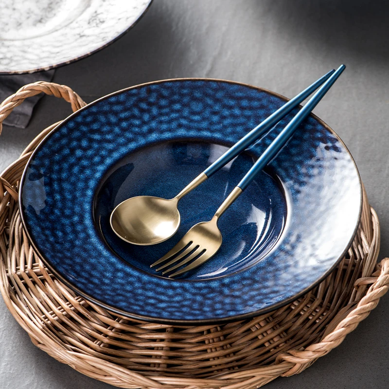 Western Nordic Style Pasta Dish Home Restaurant Cafe Dishes Serving Saucer Soup Bowl Ceramic Straw Hat Deep Plate Tableware