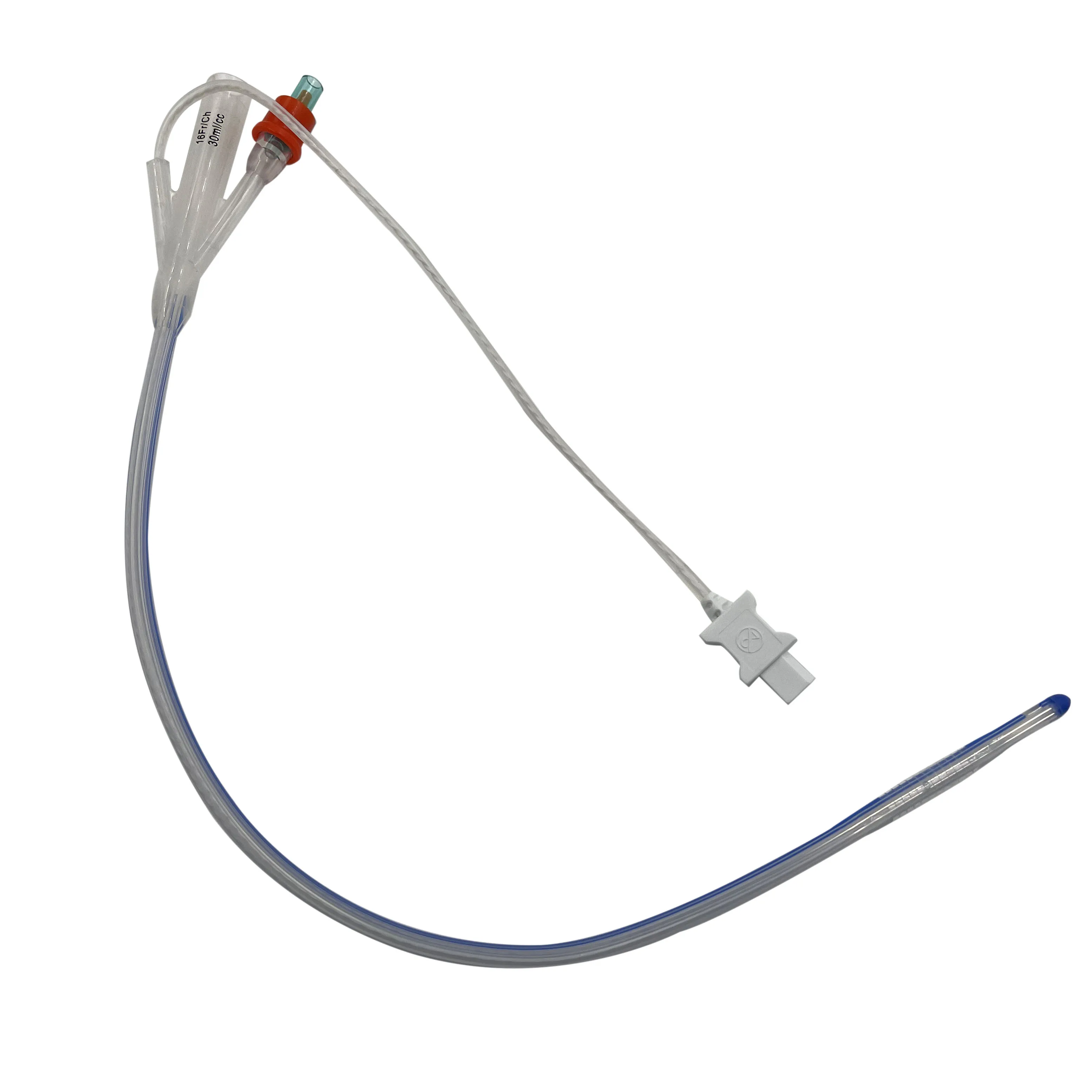 Three Way Silicone Foley Catheter with temperature sensor with various sizes 100% Silicone