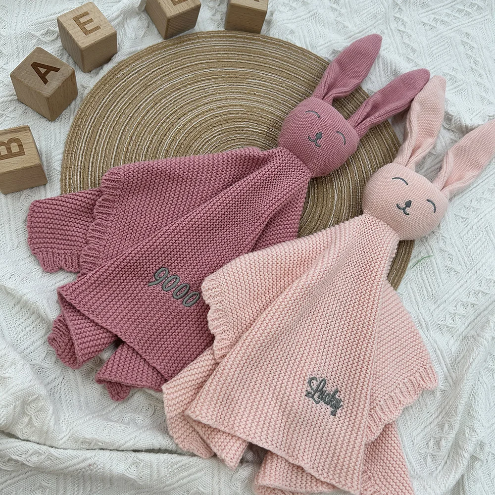 Newborn Soft Head Stuffed Cuddle Toy Infant Rabbit Organic Cotton Easter Sleeping Security Baby Blanket Super Soft Comforter