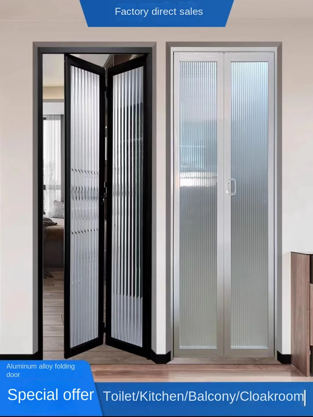 Custom Stained Glass Folding Soundproof Glazed Small Accordion Doors Slim Frame Interior Bifold Door