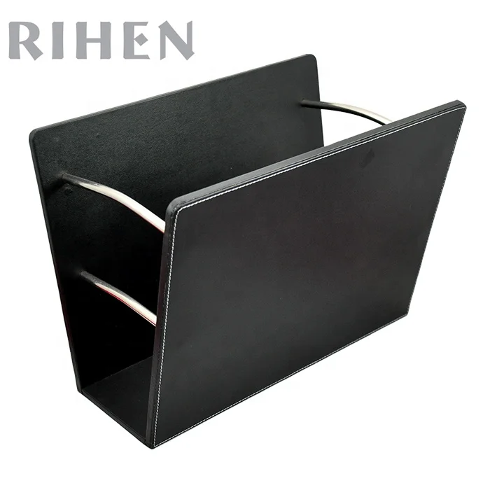 Factory Wholesale Home Office Desktop Magazine Rack with Handle Bookshelf Organizer with Gold Hardware for Desktop