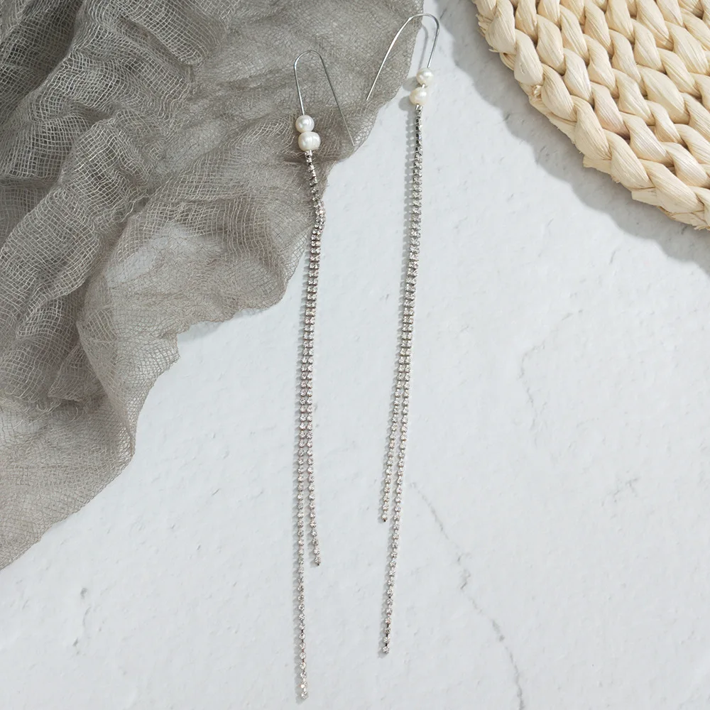 2020, сделано в Китае, длинные висячие серьги с кисточками, серьги с хрустальным жемчугом и крючком для женщин и девушек